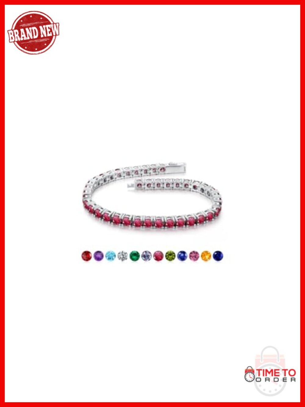 Sterling Silver Tennis Bracelet 925 Birthstone Cubic Zirconia Gift Box